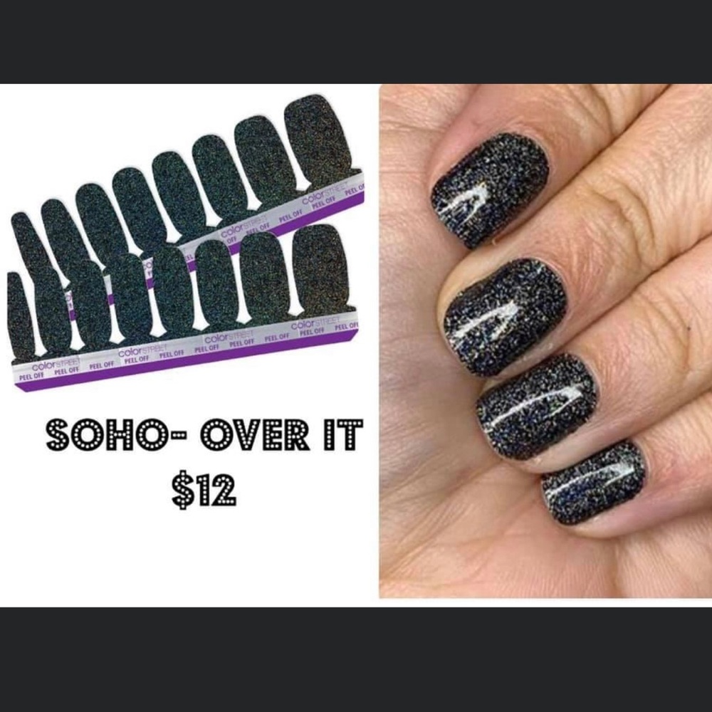Color Street Soho Over It! Gorgeous black glitter!